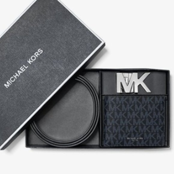 NWT MK Michael Michael Kors 2 Peice For Him Set Signature Men's MK Belt Wallet - Picture 2 of 13